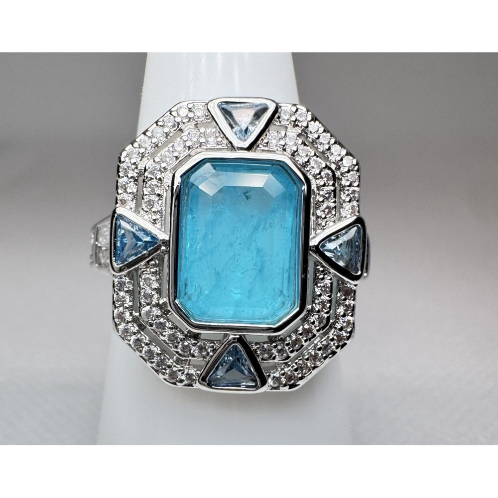 Size 7 Bomb Party Ring - RG98806 Bling & Banter - Light Blue Quartz on Rhodium